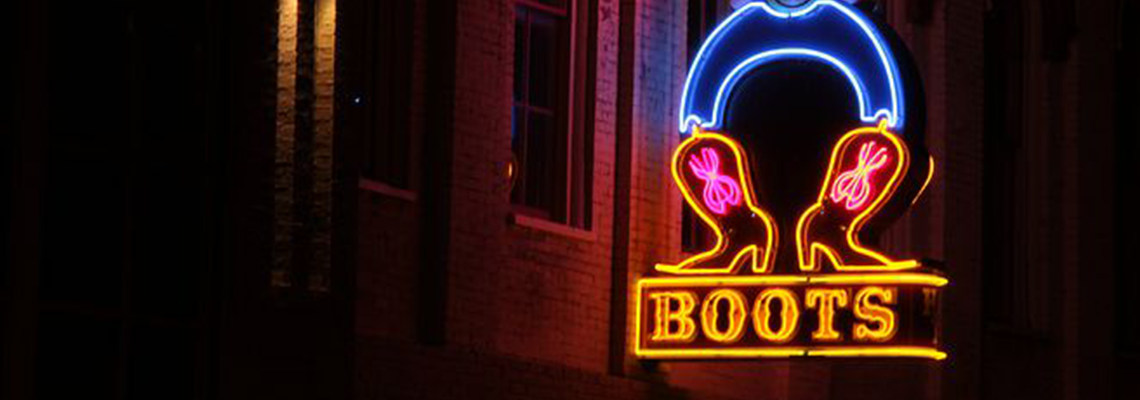 Neon sign for cowboy boots