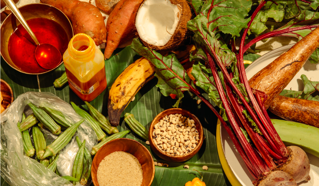 an array of bright and bountiful west african ingredients